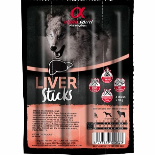 Alpha Spirit Liver Ristra Sticks 4 stk - kornfri hundesnacks med lever